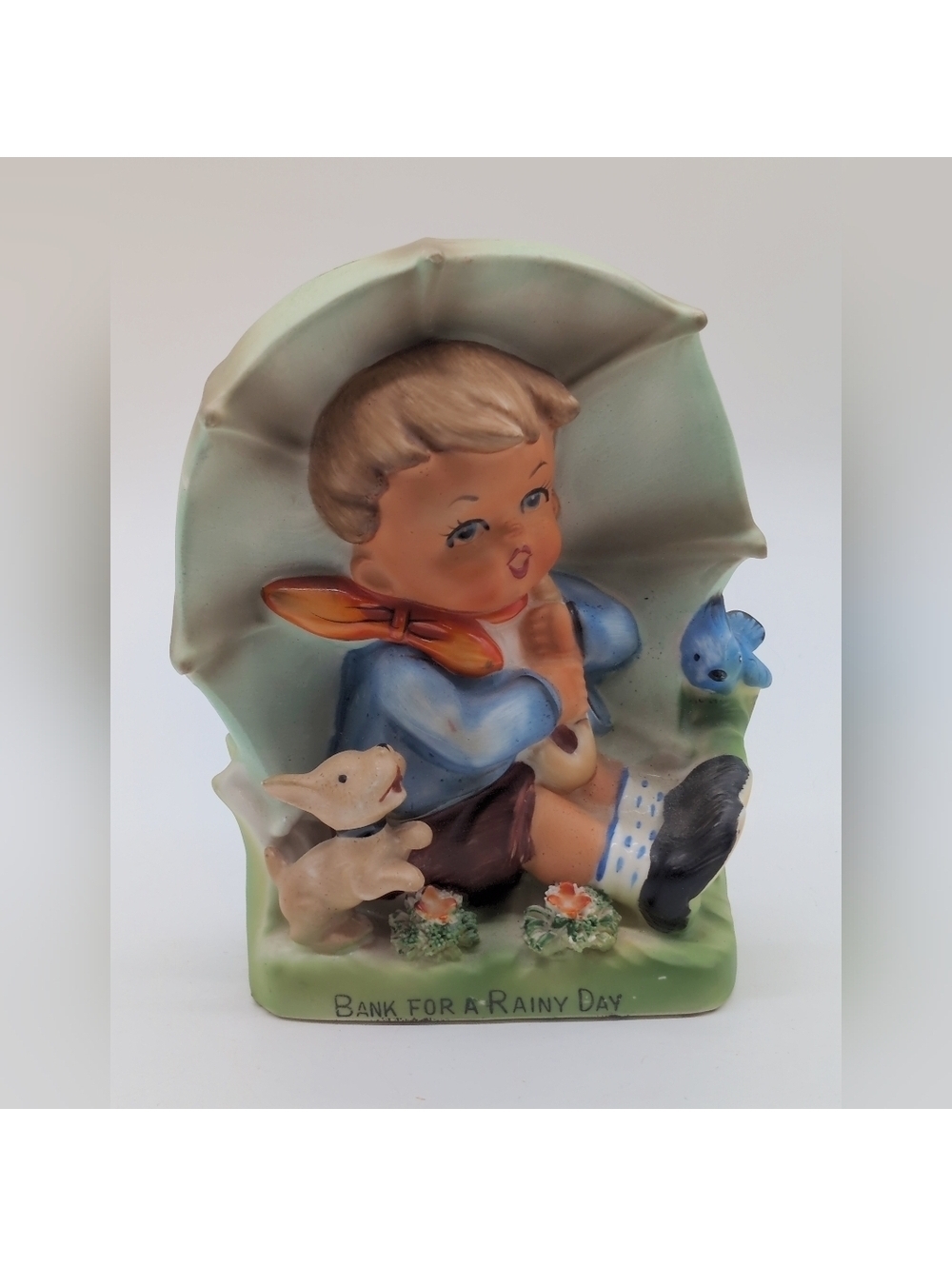 Vintage Erich Stauffer Arnart "Save For A Rainy Day" 1950’s BANK Boy & Dog